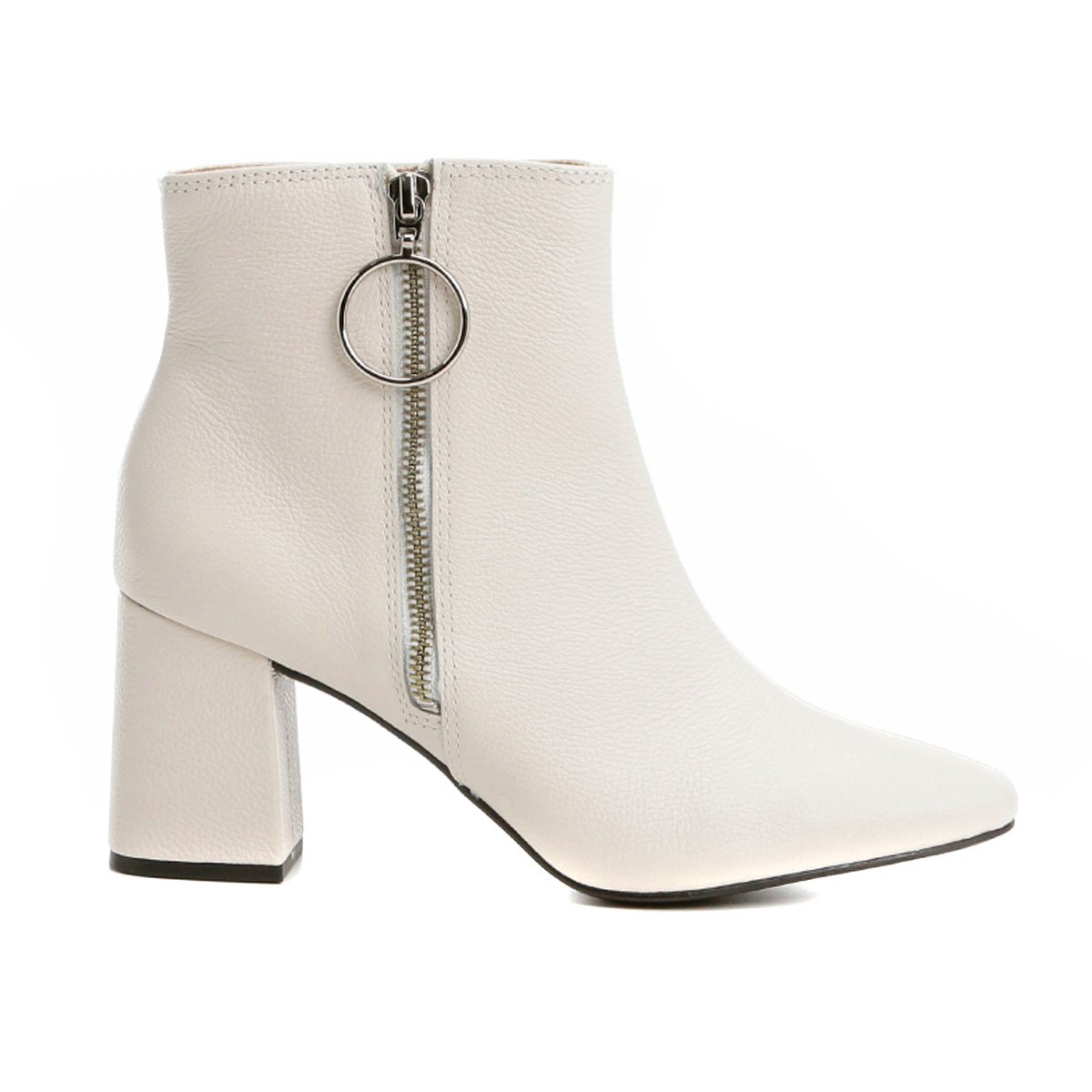 bota branca com ziper na frente